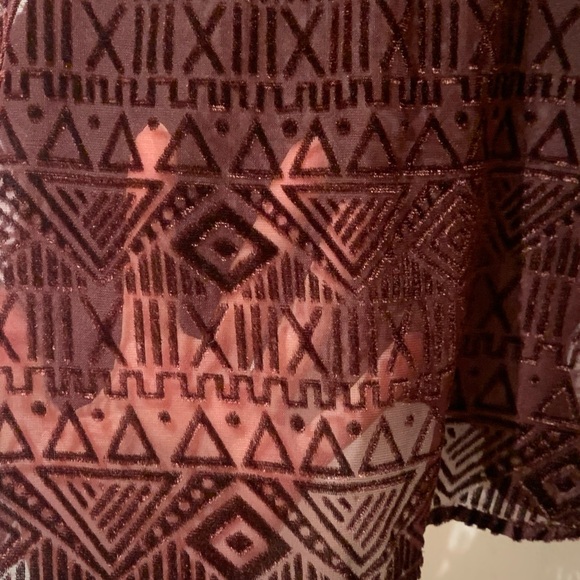 Garage maroon velvet sheer crop top, size XS - Picture 2 of 3